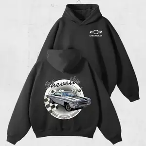 Chevelle Muscle Car Hoodie, Classic Racing Pullover American Muscle Winter Streetwear, Vintage Style Unisex Car Fans, Gift For Him For Her