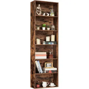 6-Tier Bookcase, 71.4" Tall Bookshelf with h-Shaped Frame, Heavy Duty Storage Shelf for Home Office/Living Room/Bedroom, Open Shelf Organizer for Books/Vinyl Records/Decor