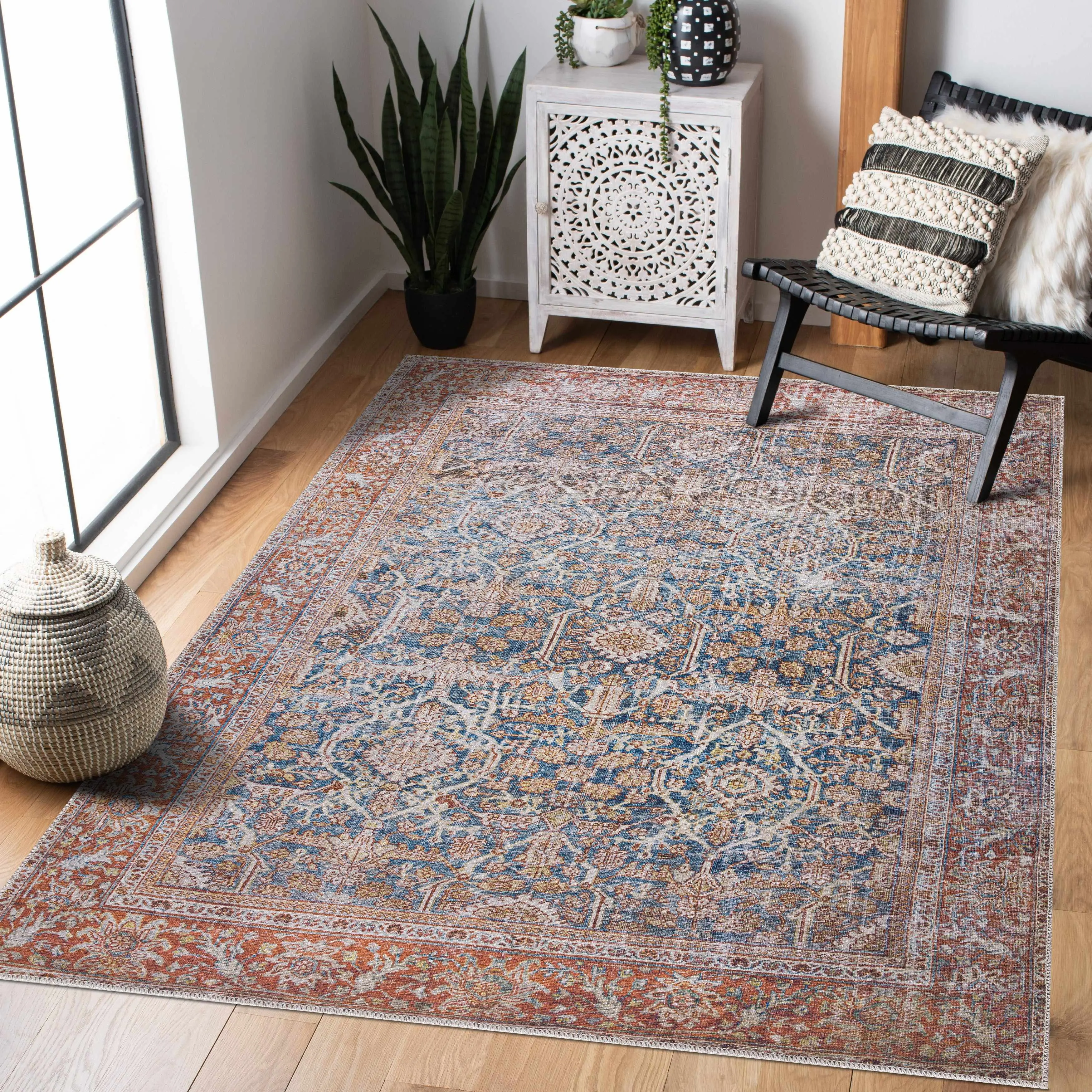Rust Mair Traditional Washable Area Rug - Clearance, Home Decor, Decorative Room Accent, Home Decor Rug, Decorative Area Rug Rust Mair Traditional Washable Area Rug - Clearance, Home Decor, Decorative Room Accent, Home Decor Rug, Decorative Area Rug