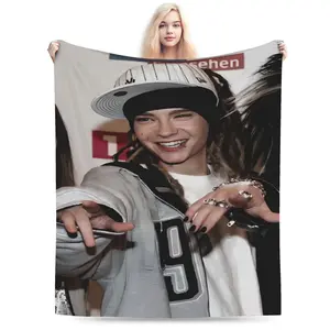 1 cool Tom Kaulitz character printed flannel blanket, soft and durable, suitable for bedroom, office or sofa, holiday gift for fans or friends,60*50 Lightweight Flannel Snacks Throw Blanket