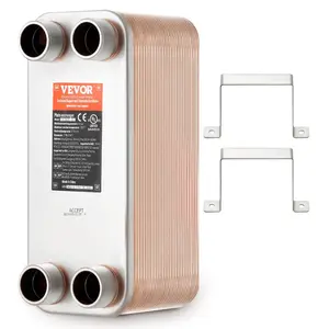 VEVOR Heat Exchanger, TikTokShopBlackFriday, 5"x 12" 50 Plates Brazed Plate Heat Exchanger, Copper/316L Stainless Steel Water To Water Heat Exchanger For Floor Heating, Water Heating, Snow Melting, Beer Cooling