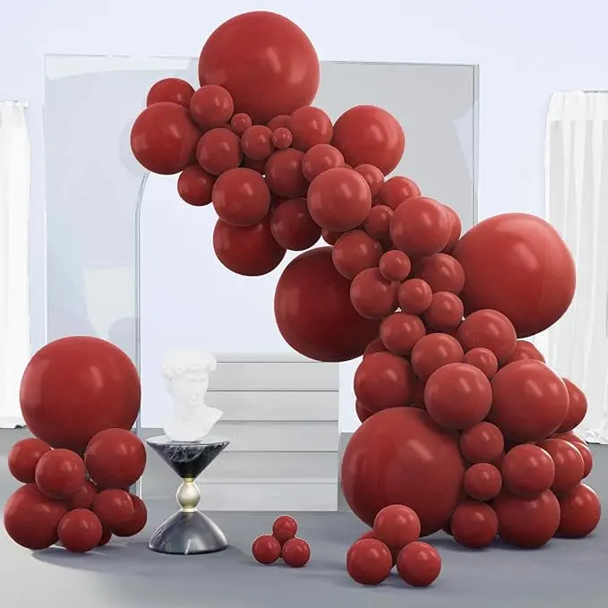 PartyWoo Maroon Balloons 140 pcs Different Sizes of 18 12 10 5 Inch Dark Red Burgundy Ruby Red Balloon Arch Kit Garland for Graduation Valentine's Day Wedding Anniversary Party Decorations Red-Y75