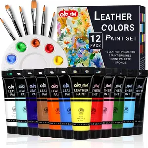 Acrylic Leather Paint Kit Set, 12pcs/set 2.5oz Leather Paint for Bag & Wallet Decor, Crafts DIY & Customizing Leather Projects