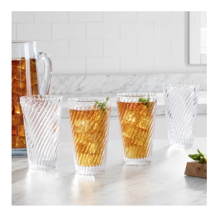 8-Piece Rosie 16oz Glass Drinkware Set – Classic Everyday Beverage Tumblers