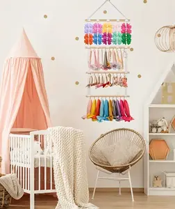 Hair accesories organizer lace  bows  , hanger storage, decoration room, neck lace organizer Wall Racks satin silk Hanging Hangable