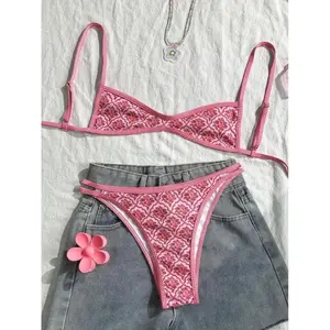 Two-Piece Set Women's Floral Print Bikini Set, Casual Fashion Chic Swimsuit Set for Beach Holiday Vacation, Ladies Summer Clothes, Flower Print Bikini