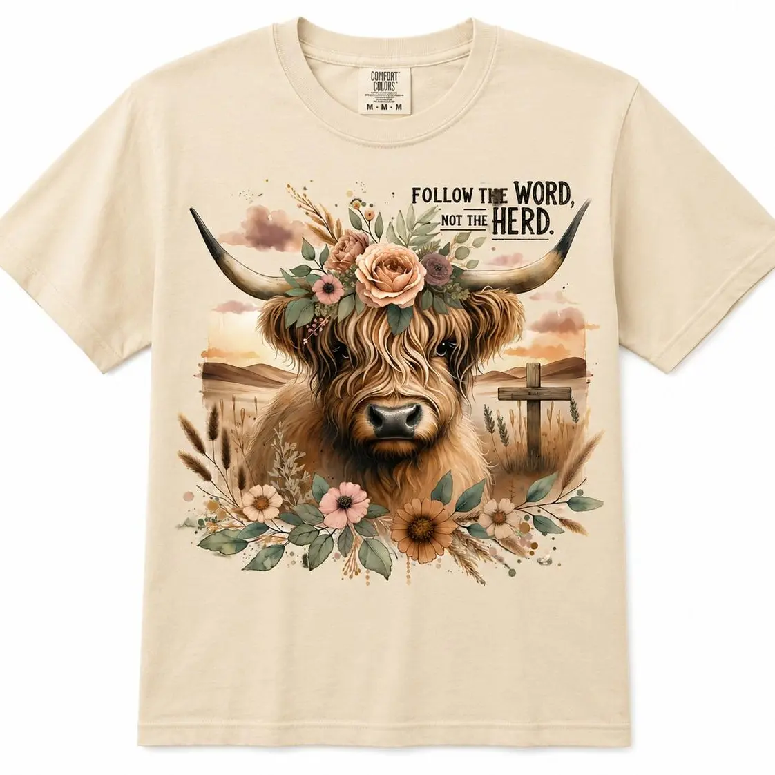 Faith Design Direct to Film Transfer - Highland Design - Follow The Word Not The Herd - DTF Transfer - Direct to Film Transfer - THIS IS NOT A T-Shirt or Digital Product