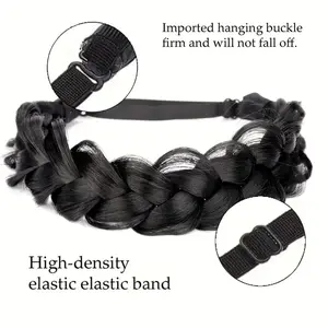 Elegant 1pc Braided Headband Wig for Women - Natural Look, Straight Synthetic Hair, Perfect for Everyday Use