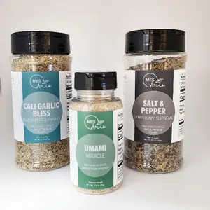 Seasoned Harmony Salt & Pepper Symphony, Cali Garlic Bliss & Umami - Trio of Flavorful Seasonings for Home Cooks and Food Enthusiasts - Spice