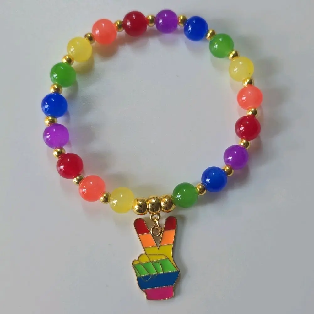 Rainbow Charm Bracelet with Colorful Beads and rainbow Charm for Stylish Accessory