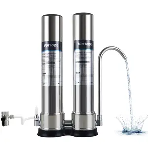 VORTOPT Countertop Water Filter System, Stainless Steel Filter, Direct Connect Water Filtration-0.01μm Filtration Reduces PFOA/PFOS,Chlorine,Heavy Metals,Bad Odors-C2 and UF Filter