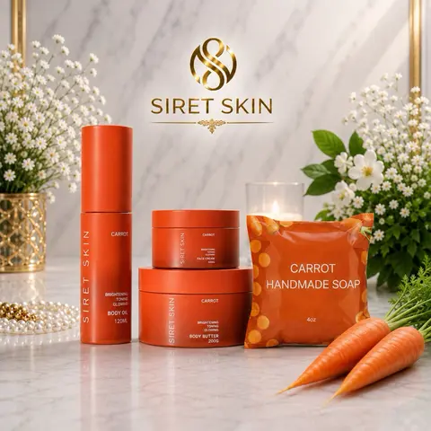 Carrot Pure Melanin Set | Face Cream, Body Crème & Handmade Soap (4  Pieces)