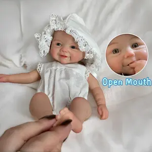 Otarddolls 13 Inch Vivienne Full Body Solid Silicone Reborn Girl With 3D Painted Skin Soft Touch Feeling Washable Handmade Newborn Baby Doll For Family's Gift