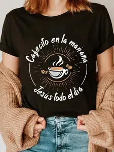 100% Cotton Cafecito Y Jesus Regalo Cristiano Christian Spanish T-Shirt