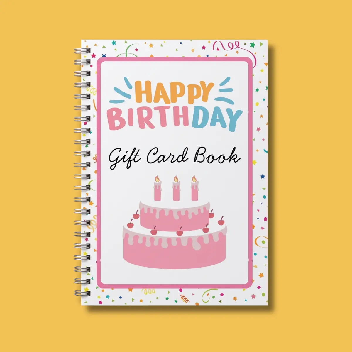 Happy Birthday Gift Card Book 5 x 7 Inch - Spiral Card Holder with Fill-In Pages, Add Your Own Cards