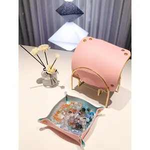 3-Pack Creative Large Capacity Leather Storage Tray Foldable Key Catchall Organizer for Entryway Desk Decorative Home Accessory