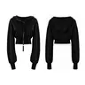 Arssm Cropped Hoodie Double Zipper Workout Jacket With Thumb Holes | Women's Stylish Athletic Crop Top Fabric Womenswear Ziphoodies