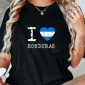 100% Cotton I Love Honduras T-Shirt Honduras Flag