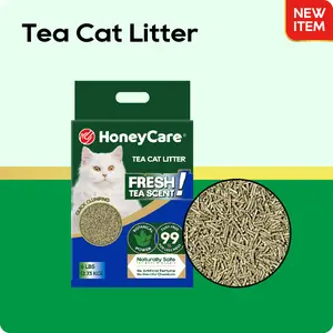 HONEYCARE : Cat Litter | Fast Clumping | Flushable Litter | Easy to Clean | Fresh Tea Scent | Natural Ingredients | Biodegradable | Low Dusting | Excellent Deodorizing | Fragrance Free