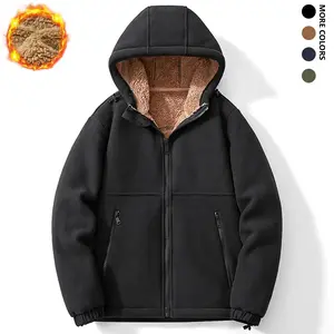 Men’s winter wool hooded jacket, warm and comfortable, durable with a zippered pocket design and elastic cuffs, available in various colors