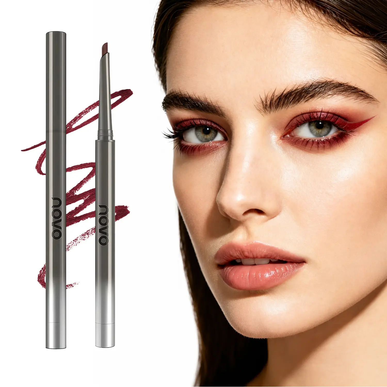 NOVO Blade Tip Gel Eyeliner Pencil, Waterproof Sweat Resistant Smudge Resistant Hard Ultra Fine Tip Eye Makeup for Beginners, Ideal for Under Eye Lash Line