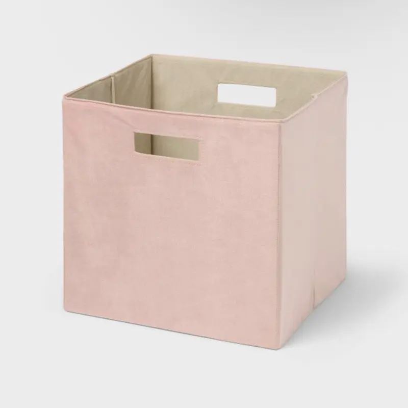 13"'x13" Fabric Decorative Storage Bin Faux Velvet Pink - Brightroom