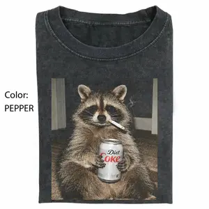 Three Raccoons Diet Coke Smoking Comfort Colors T-Shirt with a funny Gen Z dank meme vibe, trendy cotton streetwear top and playful graphic gift for men and women alike.