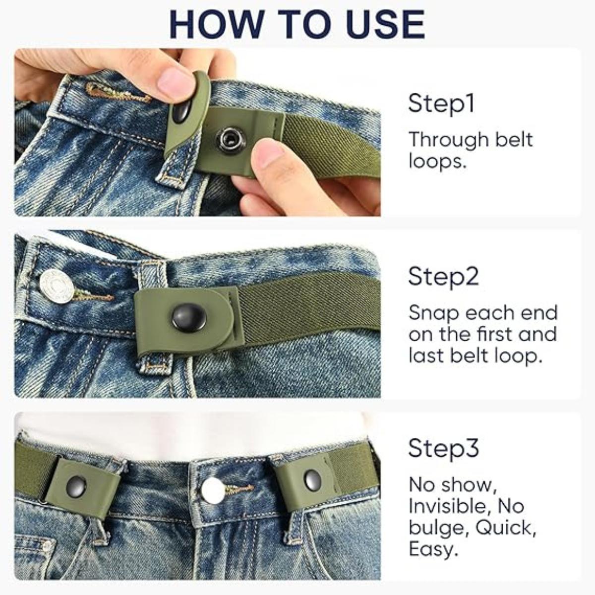 No Buckle Elastic Belt for Women Men, Invisible Stretch Waist Belt No Bulge