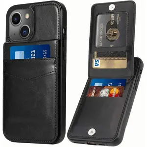 Entronix Slim Wallet Case for iPhone 15 Plus, Leather Wallet & Card Holder Bumper Cover, Smartphone Cellphone
