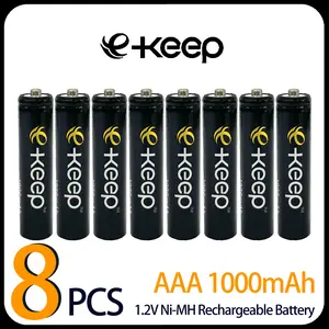 8Pcs,ekeep Ni-MH Rechargeable Battery 1.2V AAA R3 1000mAh.Durable And Long Lasting.For Remote Control, Alarm Clock, Doorbell, Gamepad, Flashlight.Triple AAA Batteries