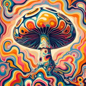 5D DIY Full Diamond Round Drill Painting - Diamond Painting Kit Mushroom Pattern Mosaic Canvas DIY Wall Art, Home Wall Decoration, Handicraft