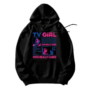 Stylish TV Girl Print Hoodie in Soft Cotton Blend Perfect for Fall Winter Casual Wear and Holiday Gifting texas degenerate hoodie duck graphic pullover qr code san diego jumper clearance deals today gifts for him brent  rivera  merch bee text  ale afflict