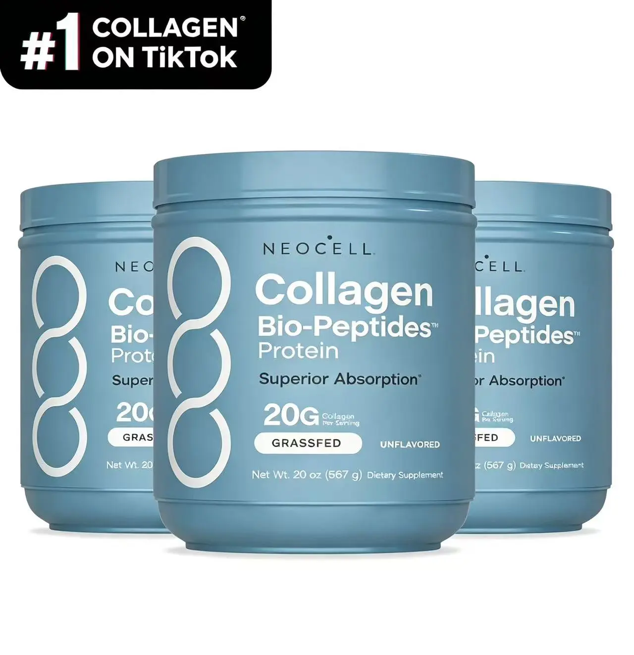 NeoCell Collagen Peptides Powder 20oz - Grassfed Protein Supplement - Advanced with 18 Essential Amino Acids