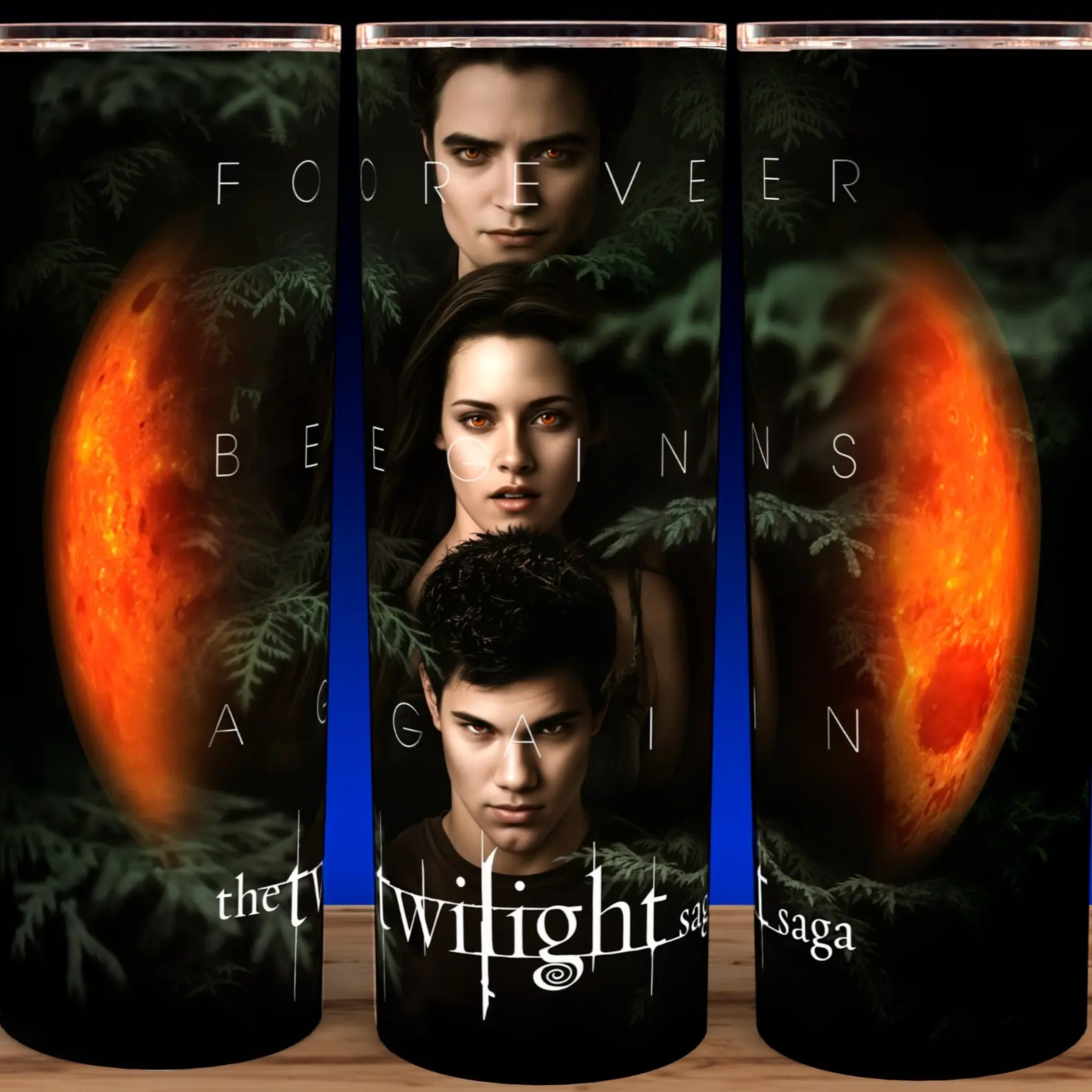 Twilight Saga - Bella - Jacob and Edward Forever Begins Again Vampire Movie Cup Mug Tumbler 20oz - Stainless Steel, Fantasy, Modern Drinkware - Washable Flasks Stylish