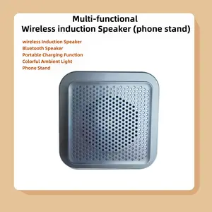 5-in-1 Magnetic Wireless Induction Bluetooth Audio Speaker Stand - Cellphone/Tablet Holder, 5000 mAh Rechargeable Emergency Power Bank, 360° Adjustable, Colorful Ambient Lighting, Mobile Accessories, Men's Accessories (Black) summervibes☀️