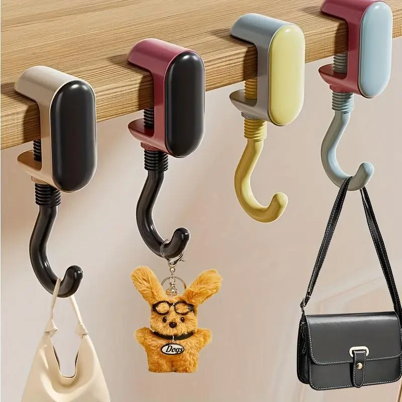 1/4 Accessory Hooks & Rails - Portable Mount Organizer Hook with Adjustable Nut for Varying Thickness Desktops, Backpacks, Mount Hooks & Rails