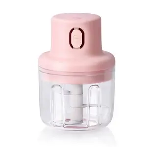 Electric Garlic Tamper - 250ML Modern Pink Multi-Function Food Processor with Stainless Steel Blade & BPA-Free Plastic Bowl for Shredded Garlic Ginger Vegetables & Baby Food