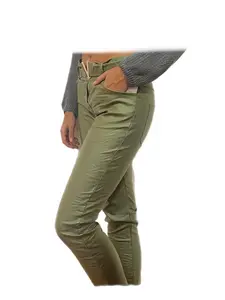 Military Green Faux Leather Pants – Edgy High-Waisted Trousers for Bold Street Style