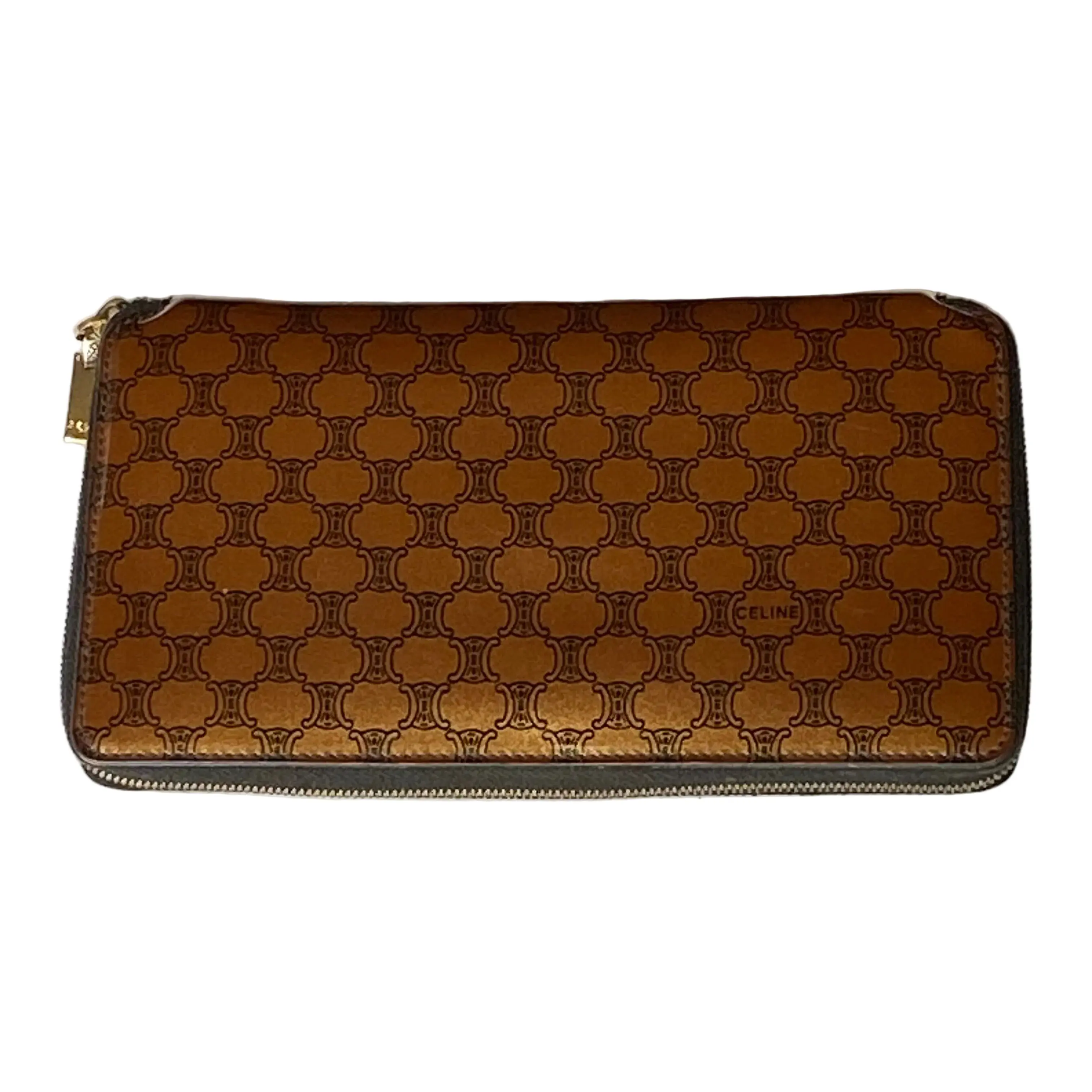 Pre-owned Celine wallet  Small Leather Goods FINAL SALE NO RETURN NO CANCELmacadam brown zip around long authentic with COA