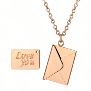 Personalized Envelope Locket Necklace for Women, Custom Love Letter Message Necklaces Mother's Day Christmas Gift for Fiancee Mom Wife