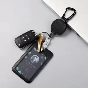 Retractable Badge Reel Keychain with Tactical ID Tag, Steel Extending Cord, Durable Metal Construction, Ideal for Security Use