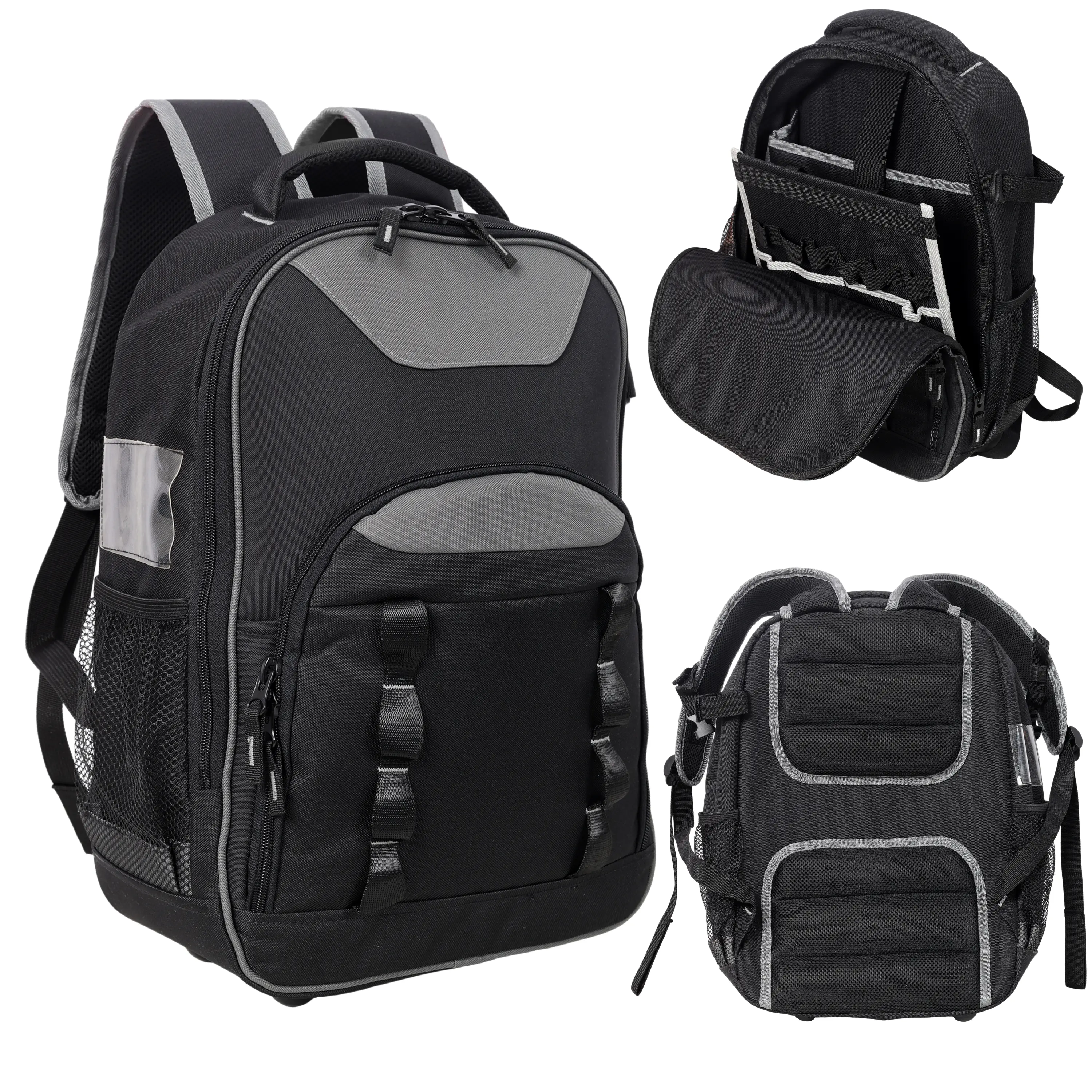Tool Bag Backpack, Heavy Duty Tool Backpack Bag, Electrician Work Pack for Hand Tools, Multi Pockets Tool Storage Organizer for Contractor, HVAC Techs