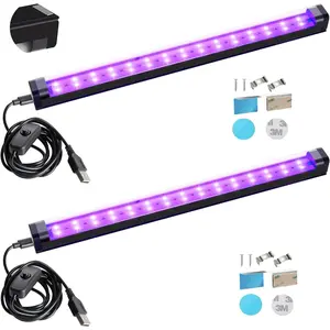 Black Light Bar 10W 1ft LED Blacklight for Fluorescent Tapestry Poster Body Paint Glow Party UV Strip Lights for Cabinet and Display Magnetic TITURE 2 Pack