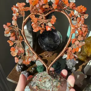 Carnelian crystal heart tree