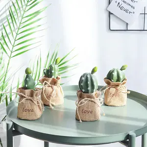 Mini Cactus Desk Plant  Artificial Potted Decoration for Home or Office