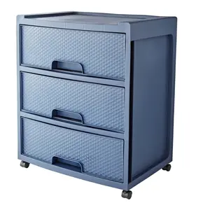 3 Drawer Wide Diamond Plastic Storage Cart, Perfect for Office or Home Unit, Easy to Care for Plastic, Simply Empty, Wipe with a Damp or Wet Cloth, and Dry with Towel or Allow to Air Dry, Cove Blue