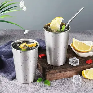 18 Pcs Stainless Steel Cups for Kids Stackable Metal Drinking Cups Reusable Camping Cups Multipurpose Beer Pint Cups for Home Gathering Party Traveling Outdoor
