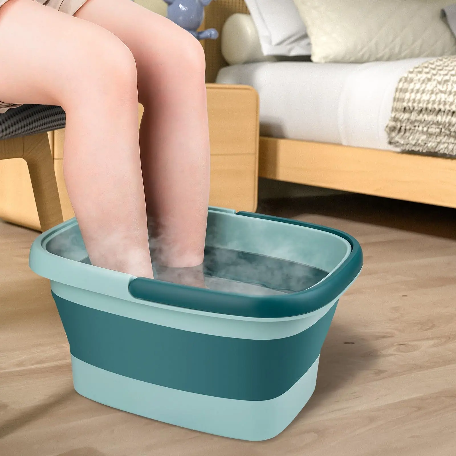 Foot Bath Basin  Foldable & Portable Soak Tub With Massage Acupoint For Spa 15l/4 Gallon Soaking Bucket Pedicure Home (green)