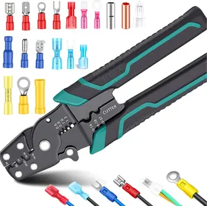 Wire Crimping tool Wire crimper,stripper and cutterfor insulated/Bare/Heat Shrink connectors(22-10 AWG) Multifunctional stripping crimping pliers Wire stripper and crimping tool