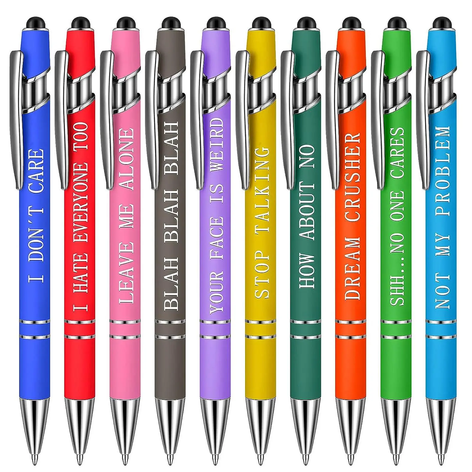 Inspirational Slogan Ballpoint Pen (10pcs/set), Push Ballpoint Art Pen Set for Home School Students Office, Screen Touch Pen, Smooth Writing Pen, Office Stationery & Supplies, Personalized Pen, Colorful Precision Pens, Specialty Pen, Office Accessories
